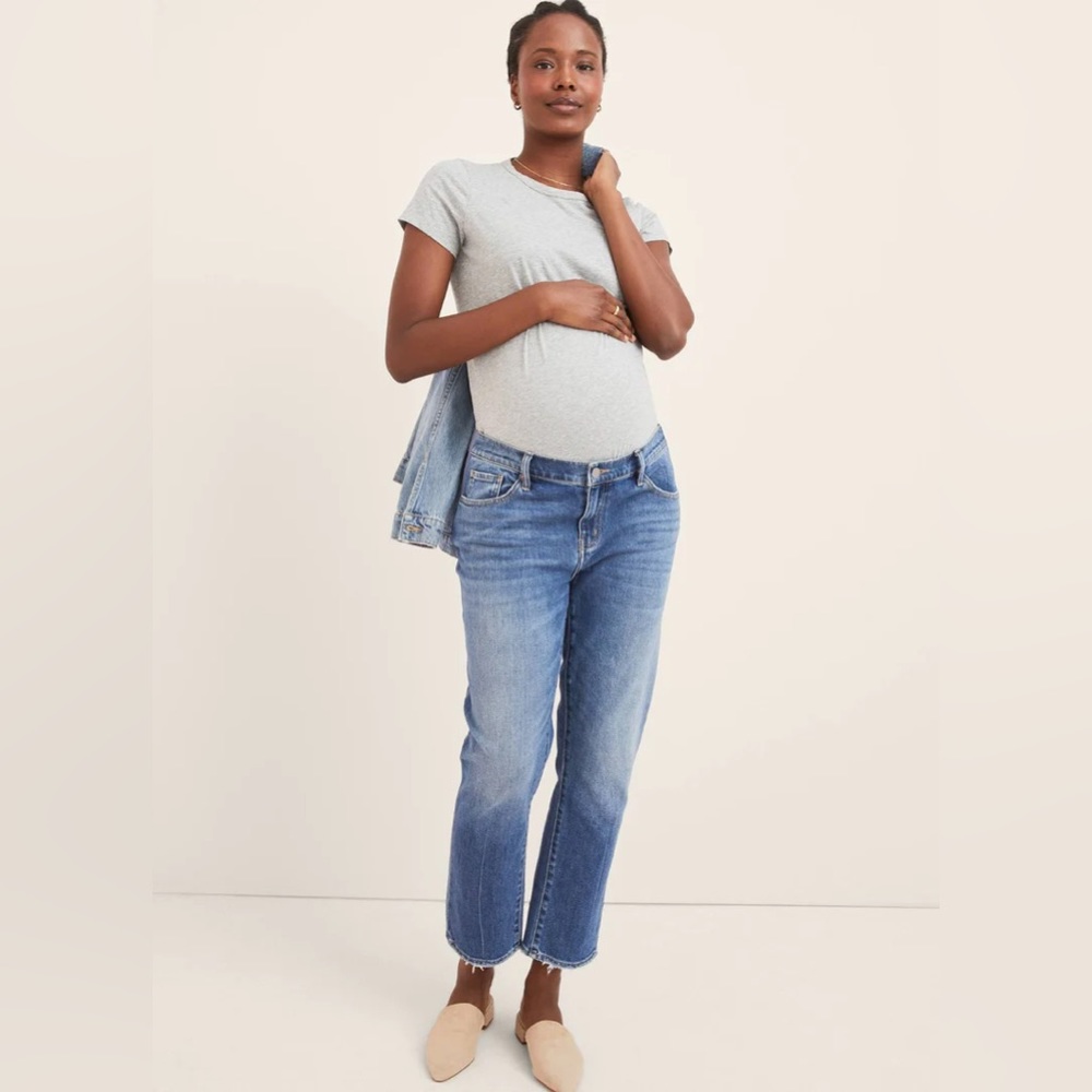 Hatch Blue Cropped Maternity Jeans